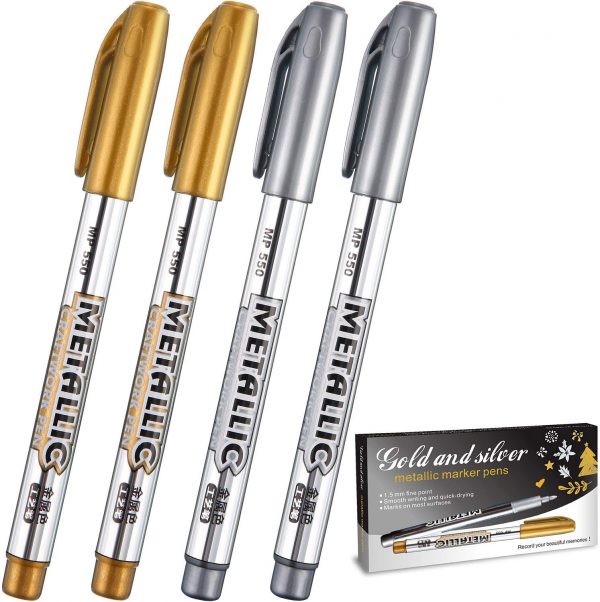Gold and Silver Metallic Marker Pens